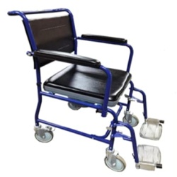 Karma 100kg Mild Steel Multipurpose Commode Wheelchair with Flip Up Armrest, Locking Caster Wheel & Cushioned Seat- Rainbow 13